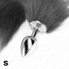 KINK - ANAL PLUG SIZE S 7 X 3 CM WITH SYNTHETIC TAIL 40 CM GREY AND WHITE - Afbeelding 4