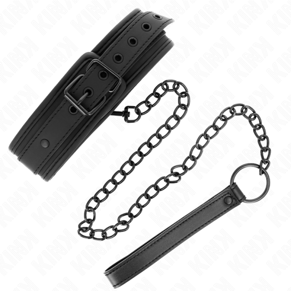 KINK - NEOPRENE BONDAGE COLLAR MODEL 1 WITH BELT 78 CM ADJUSTABLE 37.5 X 49.5 CM - Afbeelding 5