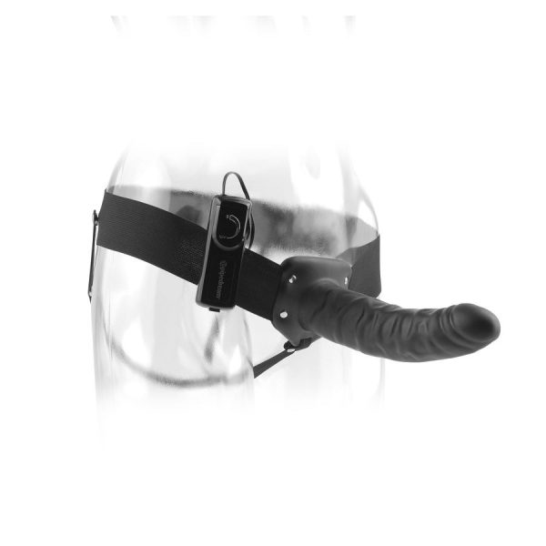 FETISH FANTASY SERIES - 19 CM VIBRATING HOLLOW STRAP-ON BLACK - Afbeelding 2