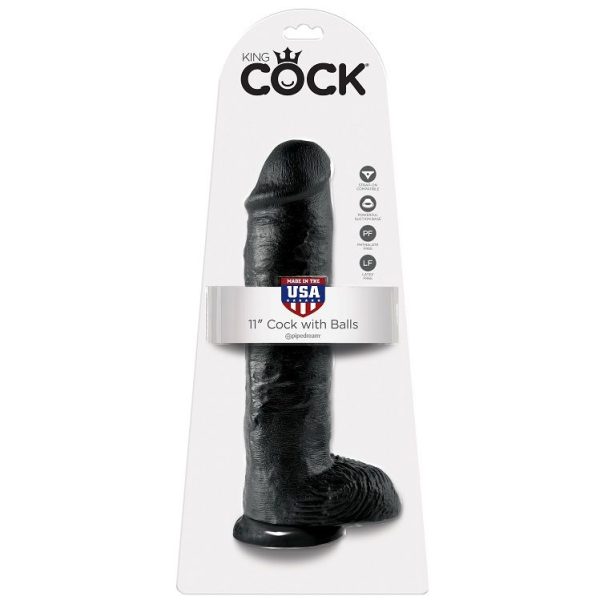 KING COCK - 11 DILDO BLACK WITH BALLS 28 CM - Afbeelding 2