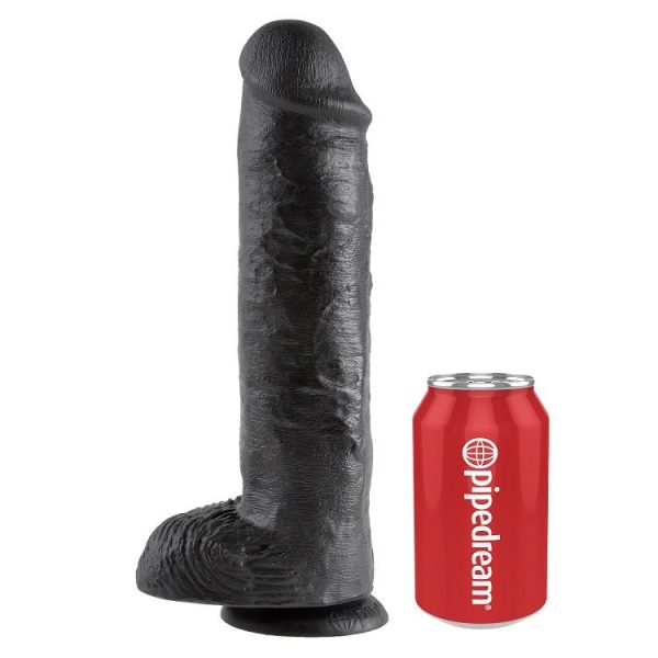 KING COCK - 11 DILDO BLACK WITH BALLS 28 CM - Afbeelding 4