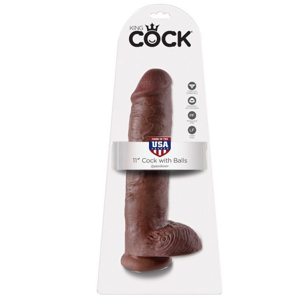 KING COCK - 11 DILDO BROWN WITH BALLS 28 CM - Afbeelding 2