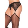 LEG AVENUE - TIGHTS WITH EMBROIDERY BLACK GARTER - Afbeelding 2