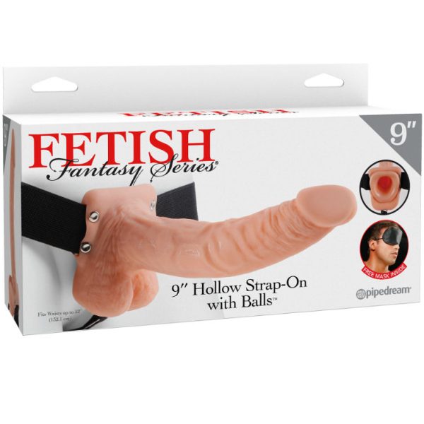 FETISH FANTASY SERIES - SERIES 9 HOLLOW STRAP-ON WITH BALLS 22.9CM FLESH - Afbeelding 3