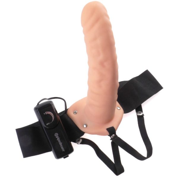 FETISH FANTASY SERIES - 19 CM VIBRATING HOLLOW STRAP-ON BROWN - Afbeelding 3