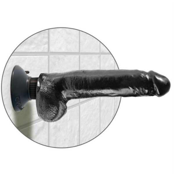 KING COCK - 23 CM VIBRATING COCK WITH BALLS BLACK - Afbeelding 4