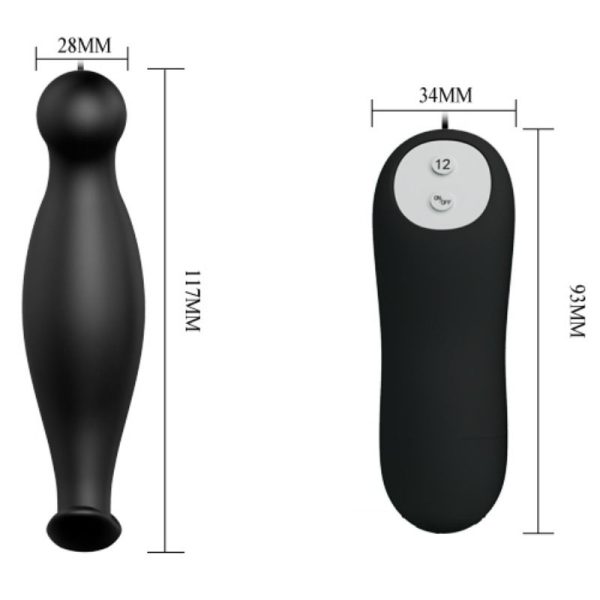 PRETTY LOVE - SILICONE ANAL PLUG 12 VIBRATION MODES BLACK - Afbeelding 4