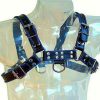 LEATHER BODY - BLUE AND BLACK LEATHER HARNESS CHEST BULLDOG - Afbeelding 2