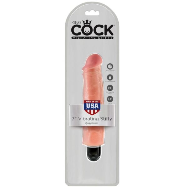 KING COCK - 17.8 CM VIBRATING STIFFY FLESH - Afbeelding 3
