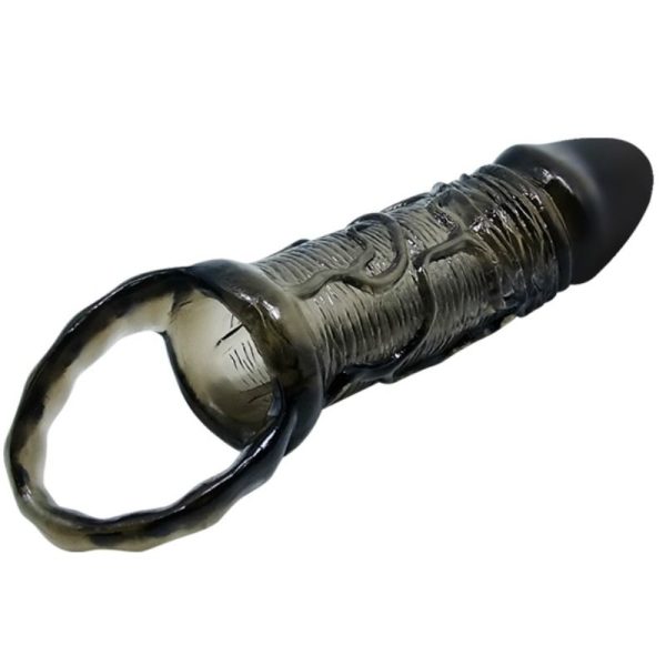 BAILE - PENIS EXTENDER COVER WITH STRAP FOR TESTICLES BLACK 13.5 CM - Afbeelding 3