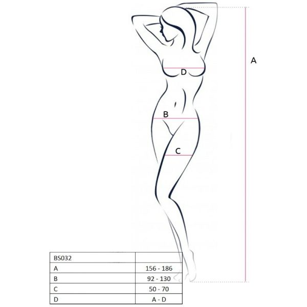 PASSION - WOMAN BS032 BODYSTOCKING BLACK ONE SIZE - Afbeelding 3