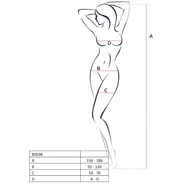 PASSION - WOMAN BS038 BODYSTOCKING BLACK ONE SIZE - Afbeelding 3