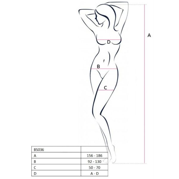 PASSION - WOMAN BS036 BODYSTOCKING BLACK ONE SIZE - Afbeelding 3
