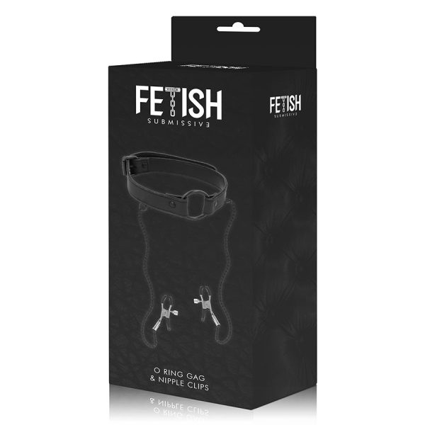 FETISH SUBMISSIVE - GAG RING WITH NIPPLE CLAMPS - Afbeelding 8