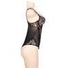 SUBBLIME - QUEEN PLUS FLORAL LACE AND FRINGED BLACK TEDDY - Afbeelding 2