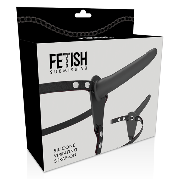FETISH SUBMISSIVE HARNESS - BLACK SILICONE VIBRATOR 15 CM - Afbeelding 4