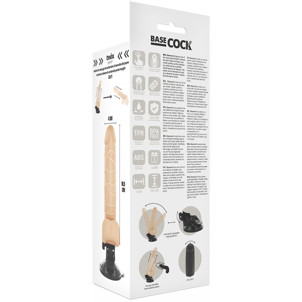 BASECOCK - REALISTIC VIBRATOR REMOTE CONTROL FLESH 18.5 CM -O- 4CM - Afbeelding 6