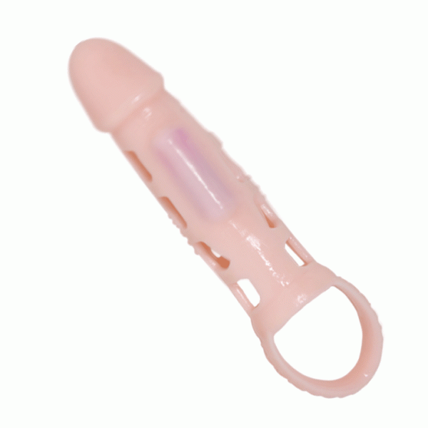 BAILE - PENIS EXTENDER COVER WITH VIBRATION AND NATURAL STRAP 13.5 CM - Afbeelding 3