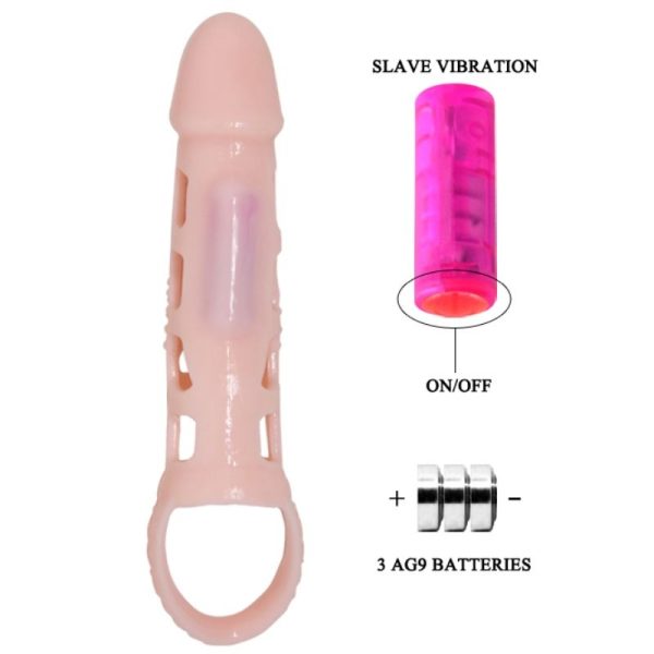 BAILE - PENIS EXTENDER COVER WITH VIBRATION AND NATURAL STRAP 13.5 CM - Afbeelding 4