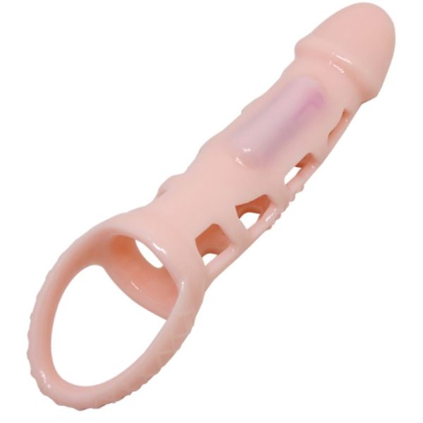 BAILE - PENIS EXTENDER COVER WITH VIBRATION AND NATURAL STRAP 13.5 CM - Afbeelding 5