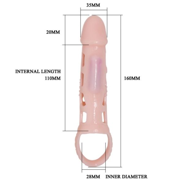 BAILE - PENIS EXTENDER COVER WITH VIBRATION AND NATURAL STRAP 13.5 CM - Afbeelding 7