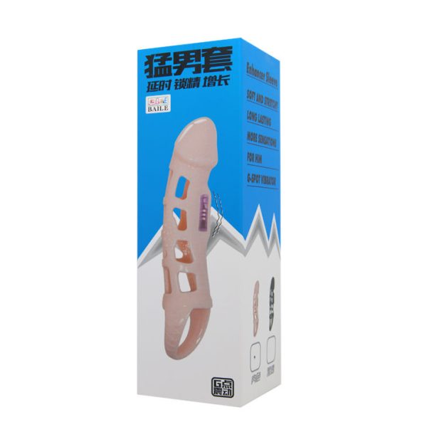 BAILE - PENIS EXTENDER COVER WITH VIBRATION AND NATURAL STRAP 13.5 CM - Afbeelding 8