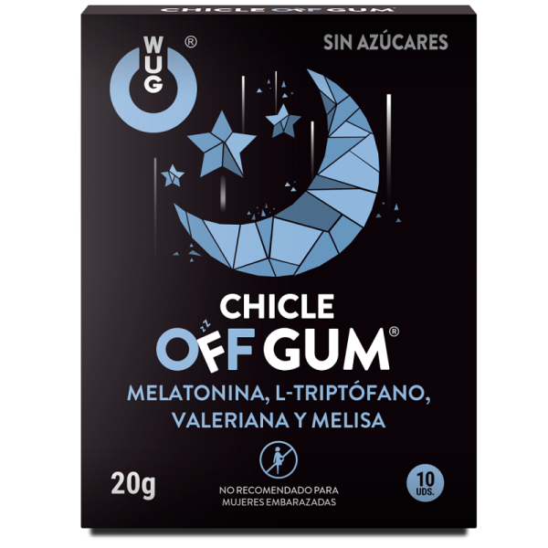 WUG GUM - OFF VALERIAN, TRYPTOPHAN, LEMON BALM AND MELATONIN 10 UNITS - Afbeelding 2