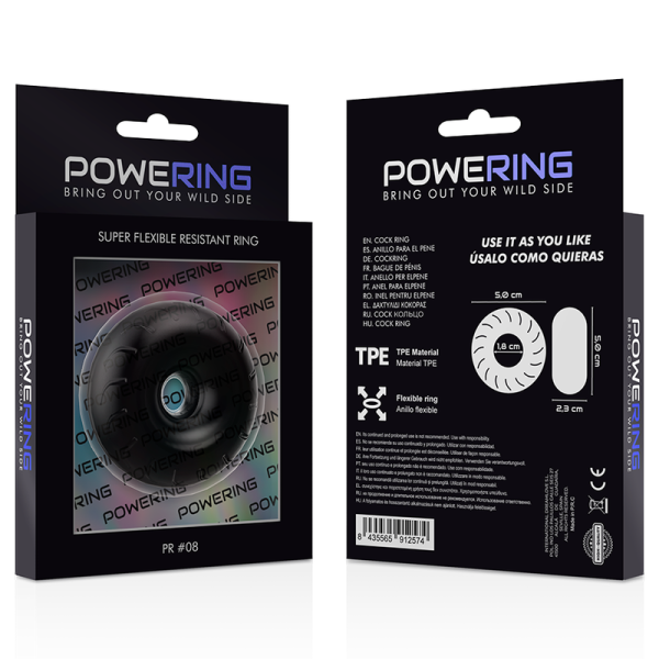 POWERING - SUPER FLEXIBLE AND RESISTANT PENIS RING 5CM PR08 BLACK - Afbeelding 10