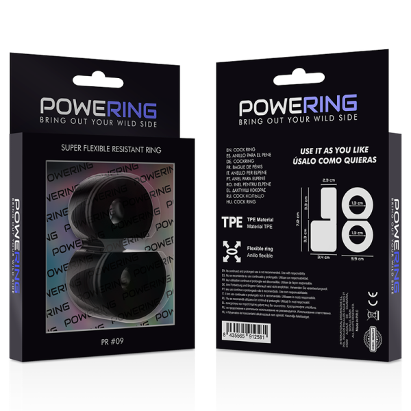 POWERING - SUPER FLEXIBLE AND RESISTANT DOUBLE PENIS RING PR09 BLACK - Afbeelding 9