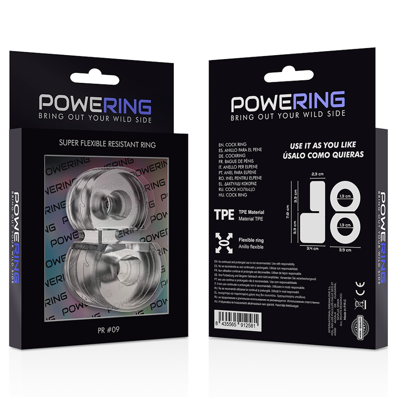 POWERING - SUPER FLEXIBLE AND RESISTANT DOUBLE PENIS RING PR09 CLEAR - Afbeelding 8