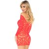 LEG AVENUE - CROCHET LACE LONG SLEEVE MINI DRESS RED ONE SIZE - Afbeelding 2
