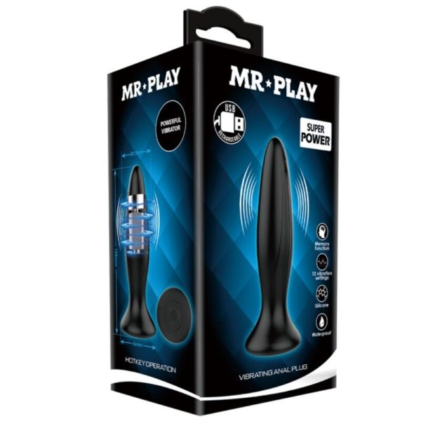 MR PLAY - RECHARGEABLE BLACK VIBRATOR ANAL PLUG - Afbeelding 7