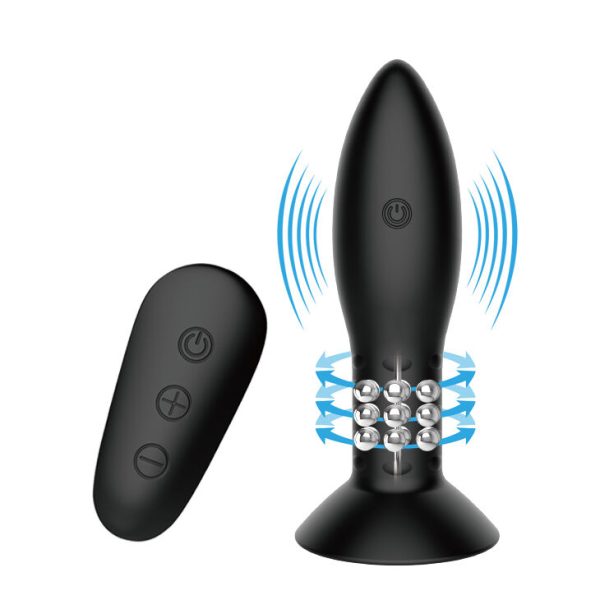 MR PLAY - PLUG WITH BLACK ROTATING BALLS REMOTE CONTROL - Afbeelding 2