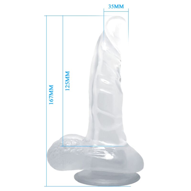 BAILE - REALISTIC DILDO WITH SUCTION CUP AND TESTICLES 16.7 CM TRANSPARENT - Afbeelding 5
