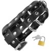 DARKNESS - LEATHER CHASTITY CAGE WITH LOCK - Afbeelding 2