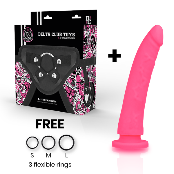 DELTA CLUB - TOYS HARNESS + DONG PINK SILICONE 17 CM -O- 3 CM - Afbeelding 2