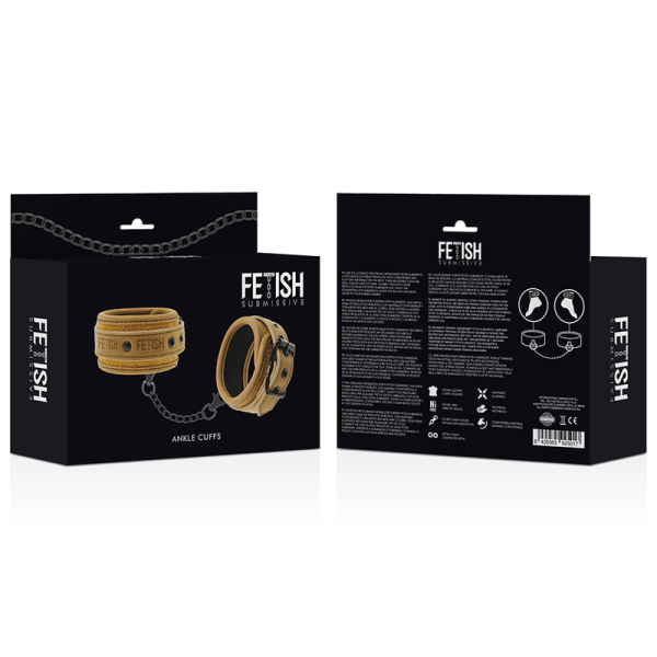 FETISH SUBMISSIVE ORIGEN - VEGAN LEATHER ANKLE CUFFS WITH NEOPRENE LINING - Afbeelding 8