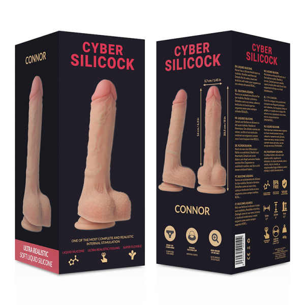 CYBER SILICOCK - STRAP-ON CONNOR LIQUID SILICONE WITH 3 RINGS FREE 20.5 CM -O- 3.7 CM - Afbeelding 8